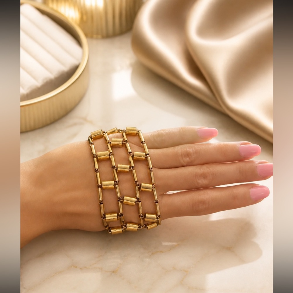 Botkier Gold-Tone Linked Tube Bracelet - Three-Row
